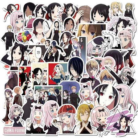 50 Klistremerker Pakke (50stk/pakke), Japansk Anime Kaguya-sama Love Is War Kaguya Shinomiya Klistremerker, Vanntette Tegneserie Vinyl Mask 