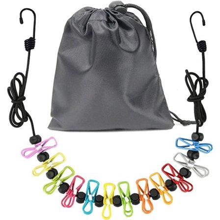 Bärbar klädstreck, hopfällbar klädstreck för resor, klädstreck med 12 klädnypor, för inomhustvätt