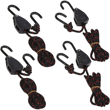 4 stk. 1/8" justerbare kraftige rebkroge med skralde til kajakker og kanoer