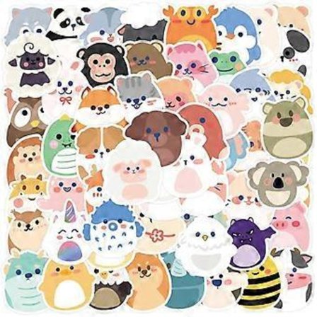 Dyrestikker Søte Stikker for Barn Vanntette Vannflaskestikker 50stk Estetiske Vinyl Stikker for Vannflasker, Skateboard, Bærbar PC (Dyrestikker