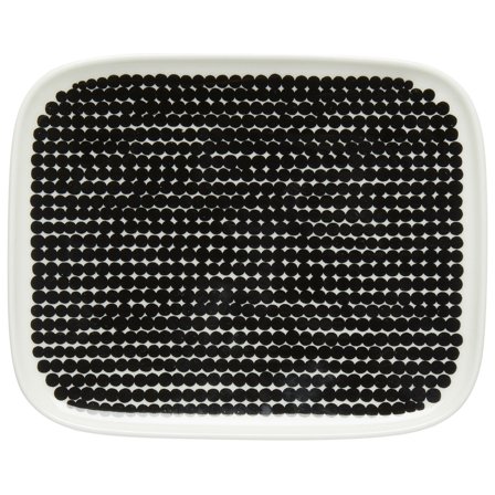 Marimekko Räsymatto tallerken, 12 x 15 cm. - Hvid og sort | KitchenOne