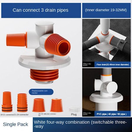 Vask Afløbsrør Adapter Køkken Vask Kloak Afgrening HVID