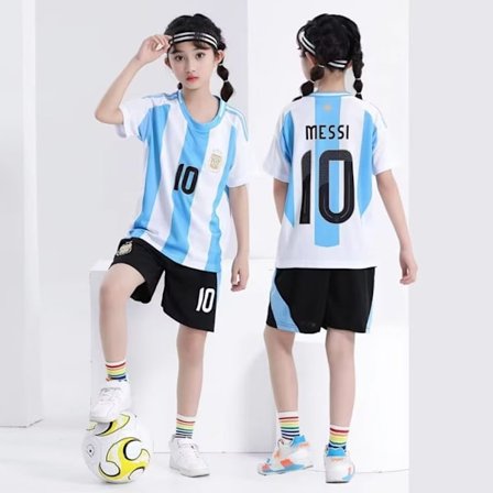 Fotbollskläder set för barn storlek 7, Ronaldo nummer 10, Messi G G 28 (145-150cm)