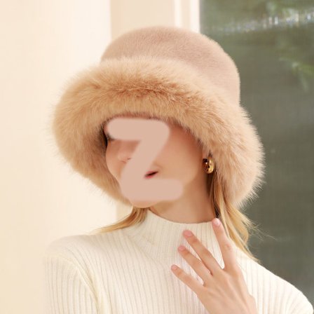 Fuskepels fluffy bøttehatt, varm lue, khaki