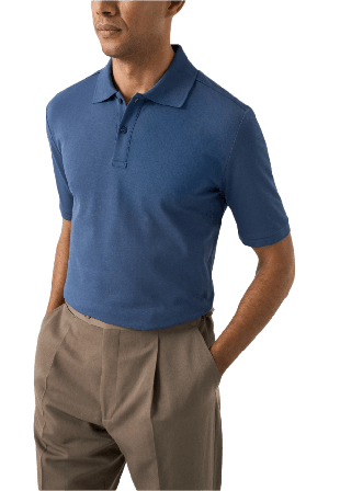 Eton Piqué I Pima-bomull Skjortor Herr Blå M