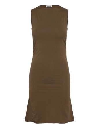 Monki Gathered Jersey Mini Dress - Brown - XL