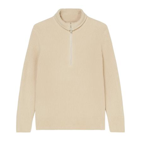 Marc O'Polo Relaxed chenille zip-neck jumper , Beige , Heren , Maat: S