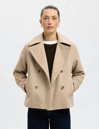 Selected Slfalma Wool Blend Jacket Noos - Beige - 42