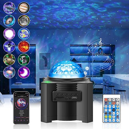Stjerneprojektor Led, 15-farvet planetarisk galakseprojektor, fjernbetjening lysende