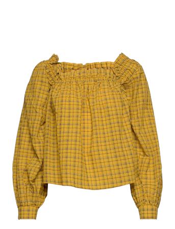 Slfcheckie Ls Top G Yellow Selected Femme