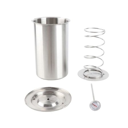 Skinkefremstiller i rustfrit stål, sund hjemmelavet pålægspresse, køkken baconform, kedelgryde, komfur med termometer