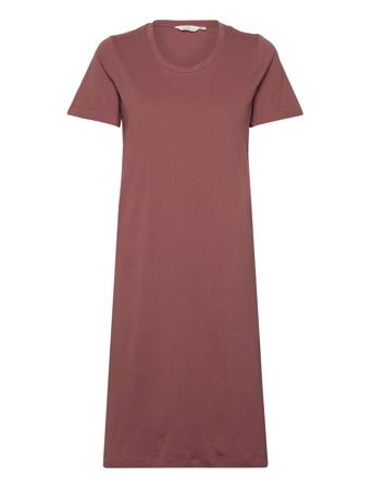 Rebekka Short Dress Gots Knælang Kjole Red Basic Apparel