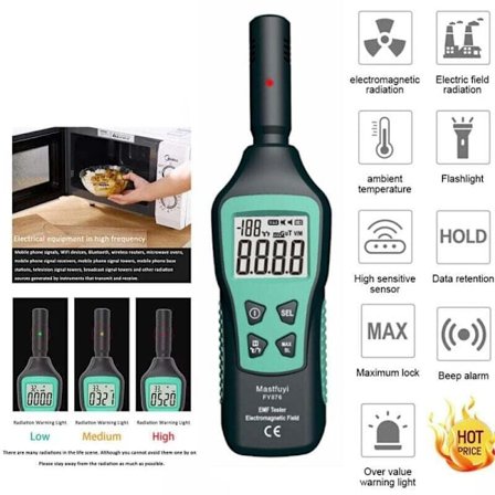 Digital EMF Tester LCD EMF-måler EMF-tester for spøkelsesjakt, elektromagnetisk strålingsdetektor, hjem, kontor, utendørs, LED-skjerm akustisk alarm