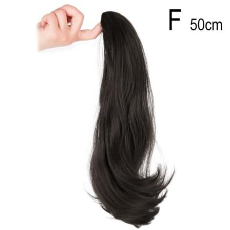 Lang Rak Lockig Klo Clip Hårförlängning Hög Hästsvans Re Brown Black 50cm