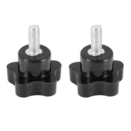 M6 X 15mm Hanegjeng Skrue Stjernehode Skruehåndtak Svart 2 stk Black Silver