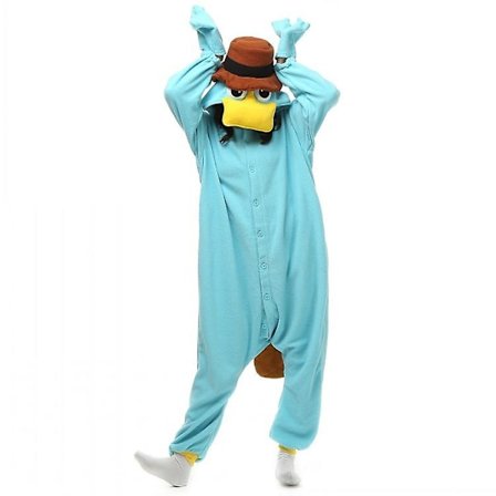 Unisex Perry Näbbdjur Kostym Bodysuit Monster Cosplay Pyjamas Vuxen Pyjamas Djur Pyjamas Kroppsdräkt, XL-FS-