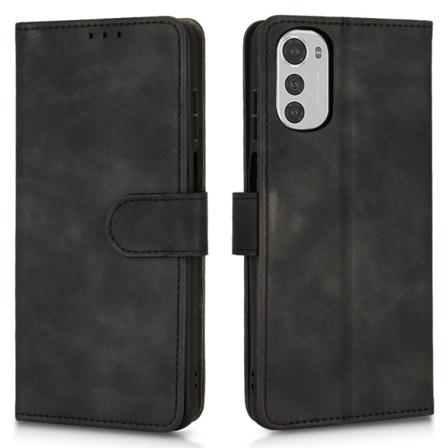 SKALO Motorola Moto E32/E32s Matt PU-læderpungetui - Sort Black