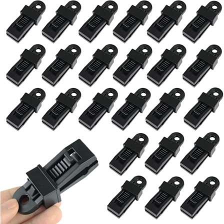 24 Stykker Teltpresenningsklips, Justerbar Teltpresenningsklips, Klemme for Presenning, Markise, Presenning, Utendørs Camping, Caravan Markise