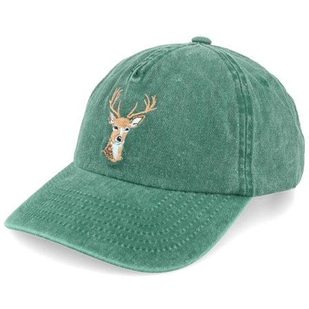 Wild Spirit - Green - unconstructed - Cap - Deer Embroidery Green A-frame Dad Cap - Hatstore