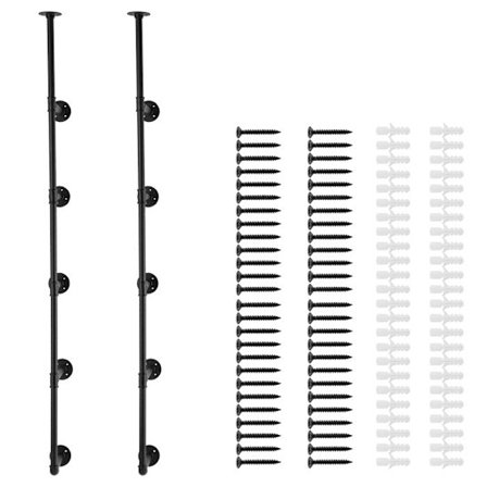 Industriel reol i rør-Duoku-5 niveauer-2 dele-Bredde 9,84 tommer-Vægbeslag-Opbevaring-Træ/Metal