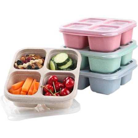 Matboks med 4 rom, Bento Snack Box, Gjenbrukbare matbokser for barn