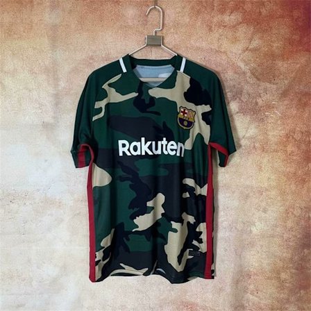 2024-2025 sæson FC Barcelonas klubtrøje, supporterudgave, militærgrøn camouflage, specialudgave