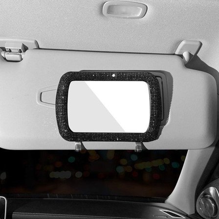 Bilsolskärm Dekorationsspegel Auto Dam Makeup Spegel SVART Svart