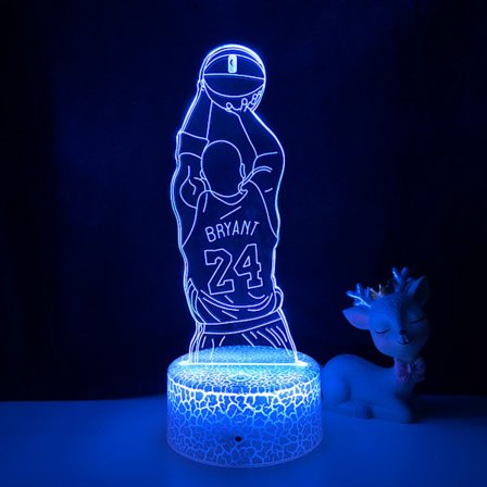 Qinwei Basketball Player Natlampe 3D Illusion LED Lampe med Fjernbetjening Bedste Fødselsdag for Sports Elsker --- A3(Crack Seat)