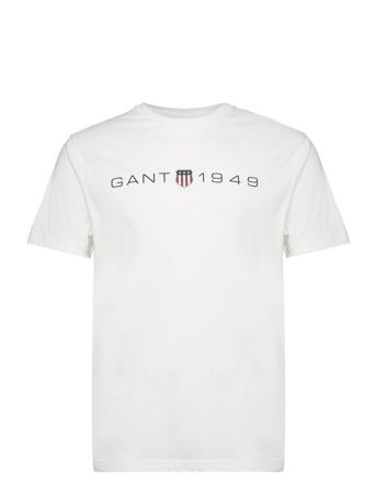 Printed Graphic Ss T-Shirt Tops T-Kortærmet Skjorte White GANT