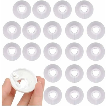 30 stk. Rørskjulere, Rørklemmer Plast Radiator Rørskjulere til Rør, Rosetter til at Skjule Radiatorrør (Hvid)..