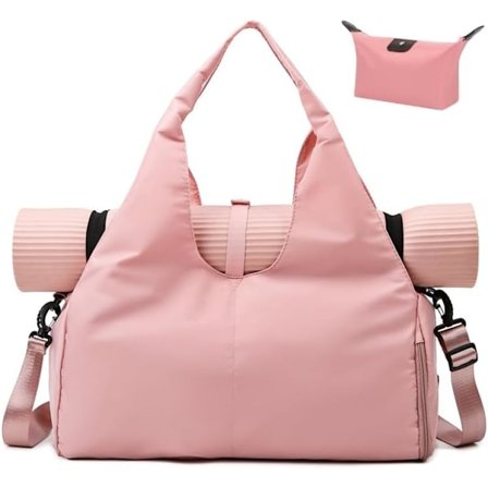 Yogamatteveske, sportsgymveske for kvinner, lett yogaveske med yogastropp, stor gymveske, vanntett yogaveske med skoskap og våtpose