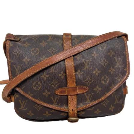 Louis Vuitton Vintage, Pre-owned Saumur 30 Monogram Messenger Bag Bruin, Dames, Maat:ONE Size,leer