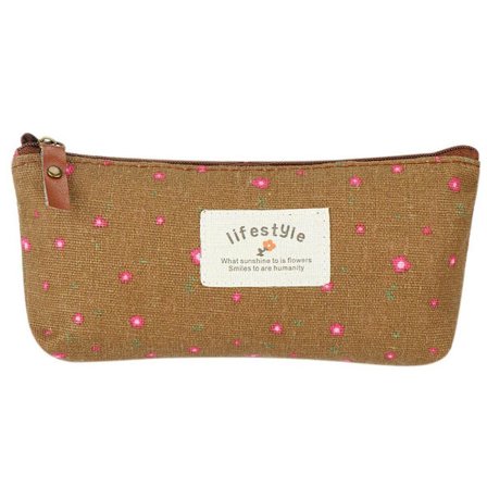 Blomstret penalhus i lærred, KAFFE