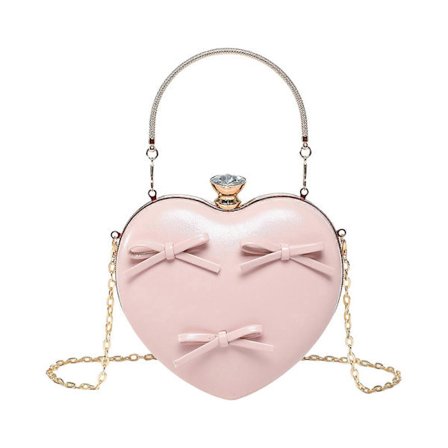 Utsökt hjärtformad aftonväska PU handväska rosett axelväska lämplig för alla tillfällen gott om plats PP