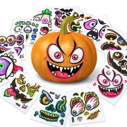 2x Gör-det-själv-pussel Avtagbar Och Upprepade Gånger Inklistrad Halloween-pumpa Black