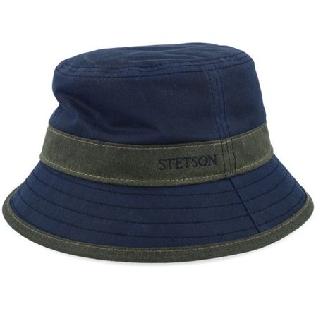 Stetson - Blå bucket Hatt - Waxed Cotton Wr Black Ocean Bucket @ Hatstore