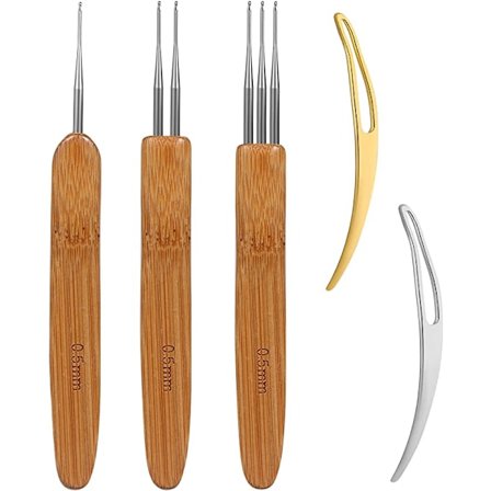 5 kappaletta Dreadlock-virkkaustyökalua, hiusten virkkausneula, mukaan lukien 3p