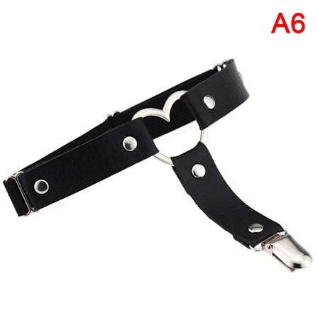 Sexig Harajuku Elasticity Heart Faux Leather Harness Tight Suspe