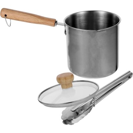 304 Rustfrit Stål Stegepande Sæt Låg Stor Wok Pande Nem Rengøring Kompakt Opbevaring Varmebestandigt Håndtag