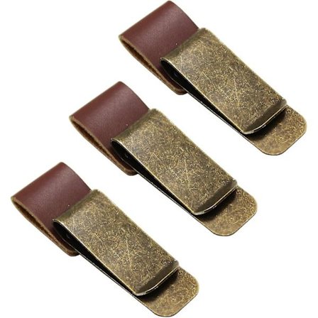 Retro Stil Rejse Notesbog Læder Pen Holder Blyant Loop Rustfrit Stål Clip 3stk Kobber