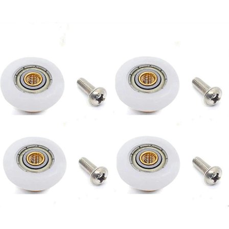 4 Sæt Brusevægsrulle Hjul Ruller Udskiftningsdel Badeværelse Glasdør Rulle Glide Brusevægsdør Rulle Hjul - 19mm x 5mm Guld, Hvid