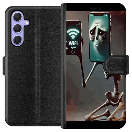 Yhteensopiva Lompakkokotelo Samsung Galaxy A54 Italialainen aivohäiriö WiFi-teema - Luuranko matkapuhelin ja heikko signaali