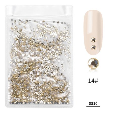 1440 stk/pose Motet fargerike glass neglkunst strass manikyrdekorasjon (Lysegul)