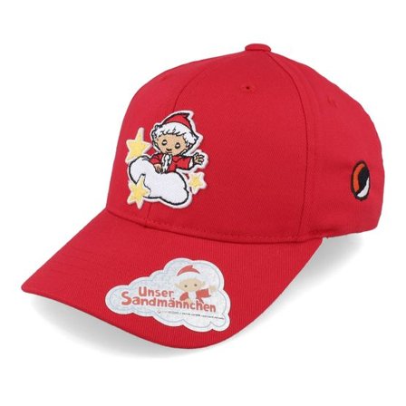 Unser Sandmännchen - Röd flexfit Keps - Kids Sandmännchen Cloud & Stars Red Flexfit @ Hatstore