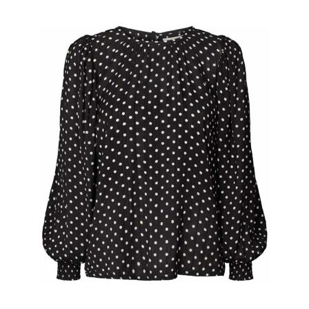 Lolly's Laundry, Monica Blouse - Dot Print Czarny, Kobieta, Rozmiar: M