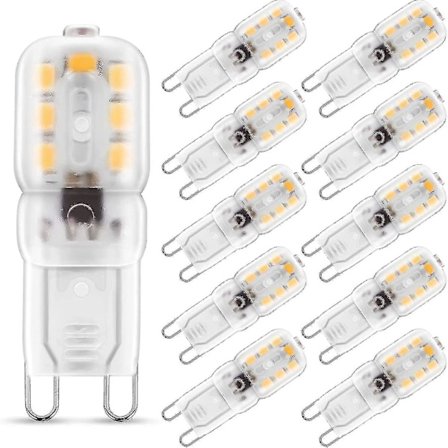 10 stk. 3w G9 Varm Hvid 3000k, LED Pære, 25w Tilsvarende Halogenpære, 230v Ac 180lm, 360 Bred Stråle, G9 Base [Energiklasse A+]-dwdz_Kvalitetsgåvor