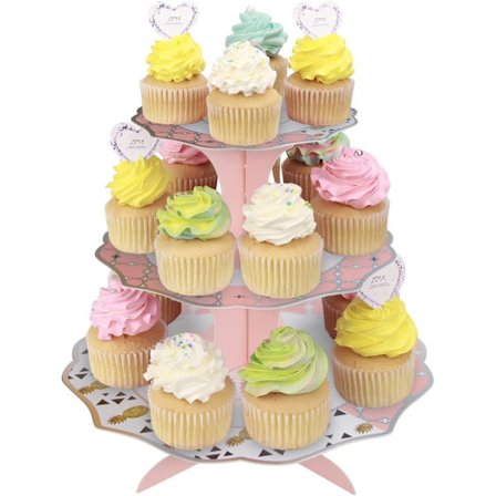 (32cm) Cupcake-stativ 3-etasjes papp-cupcakestativ for Baby Sho