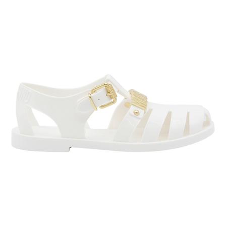 Moschino, Flat Sandals Biały, Kobieta, Rozmiar: 36 EU