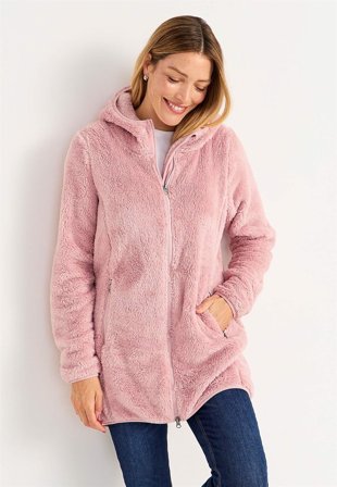 Cellbes of Sweden - Mysig fleecejacka med huva - gammalrosa - för damer - 46/48