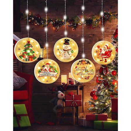 Dekorativ julebelysning til vinduer, julegardin med lyskæde, LED-julelys, til juledekorationer, julebelysning udendørs